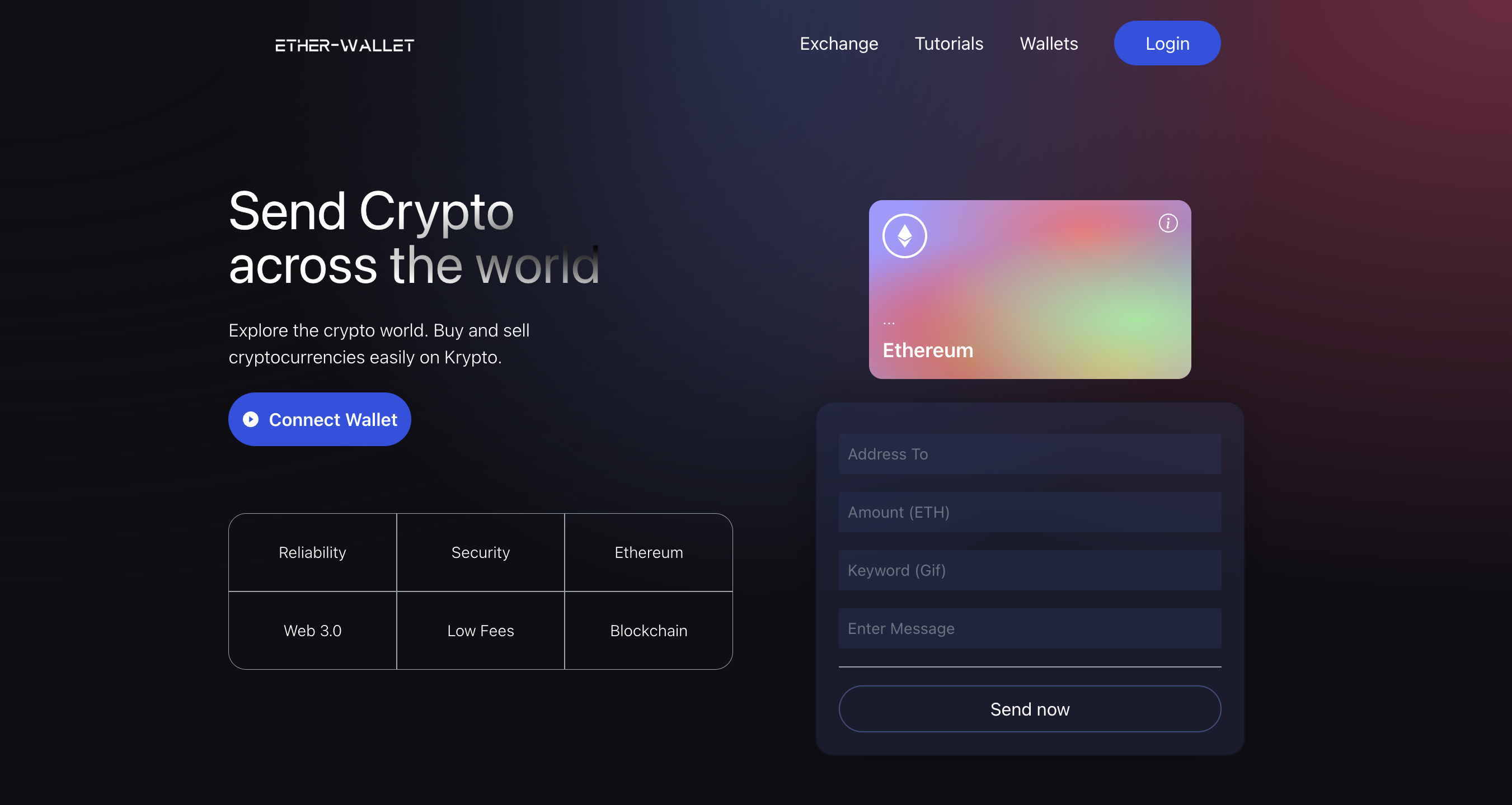 Ether Wallet - Application Interface